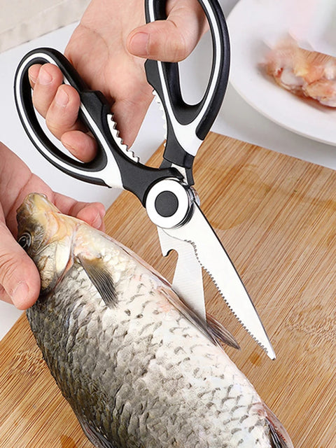 Multifunctional kitchen scissors Household kill fish cut vegetables roast broiler bone scissors Stainless steel scissors